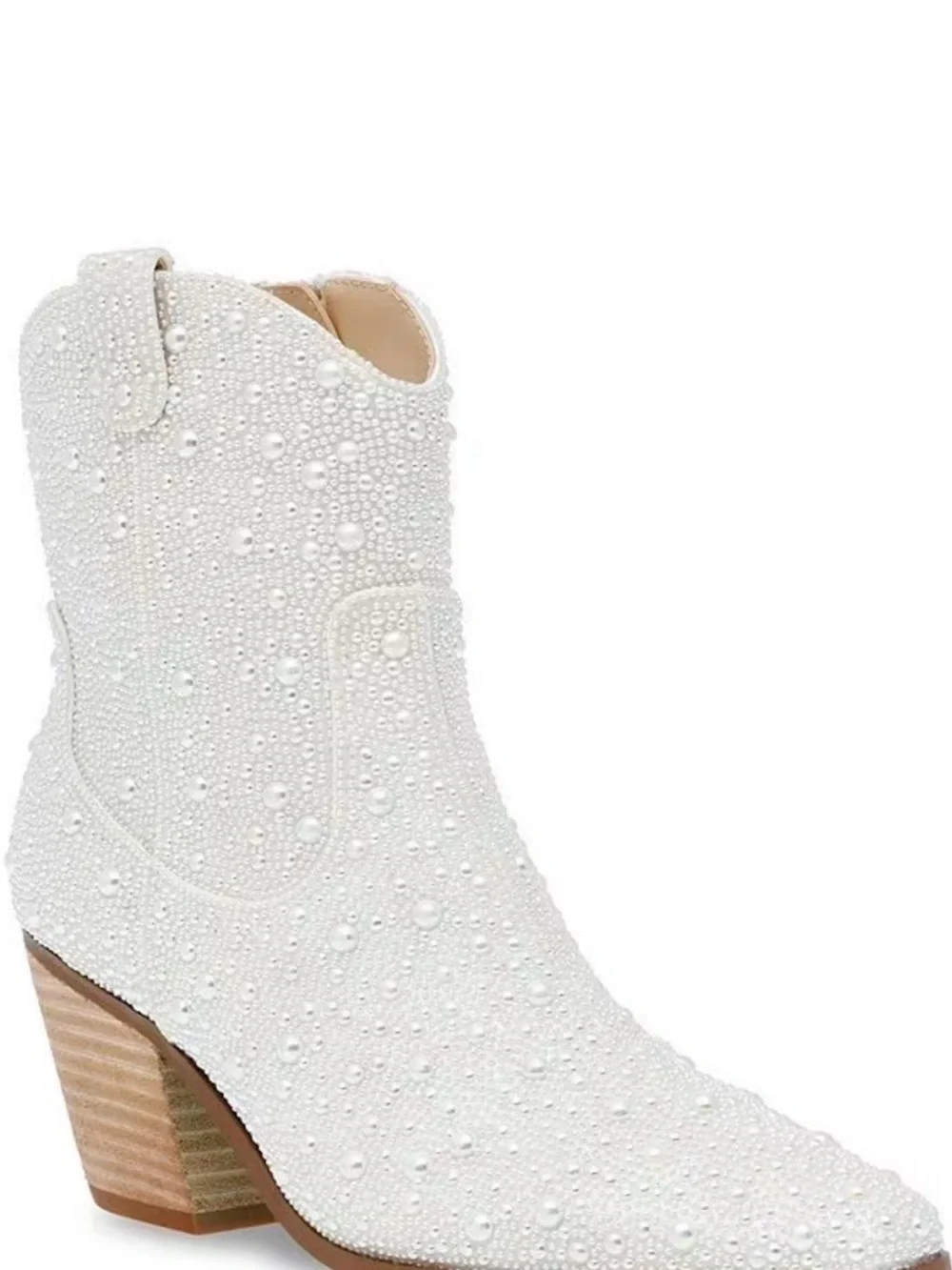 Blue by Betsey Johnson Ivory Pearl-Embellished Ankle Boots
